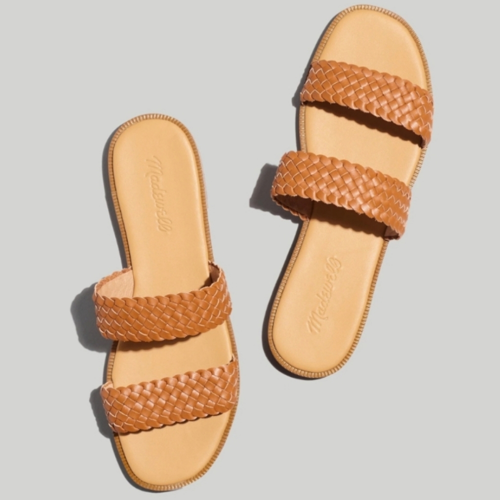 Madewell Tegan Woven Leather Slides Sandals